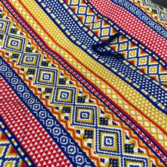 Vintage Flannel Throw Blanket Blue Orange Red Tribal Small Toddler Lap Handmade - Picture 7 of 10